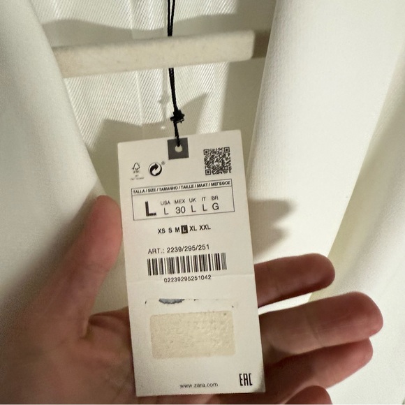 NWT Zara Double Breasted Blazer Jacket White - Picture 9 of 9